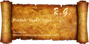 Radek György névjegykártya